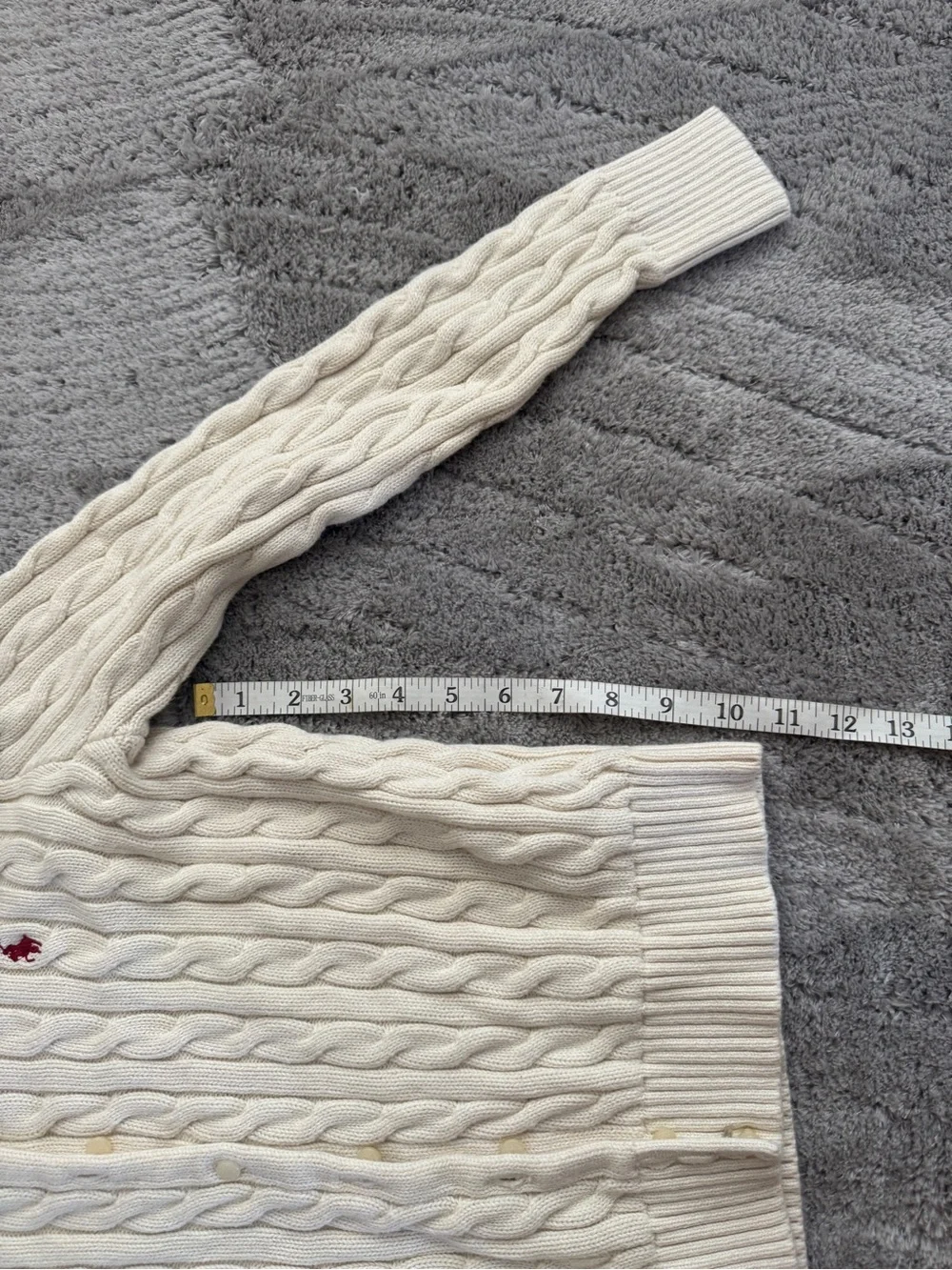 Ralph Lauren Cream Cotton Cable Knit Cardigan
